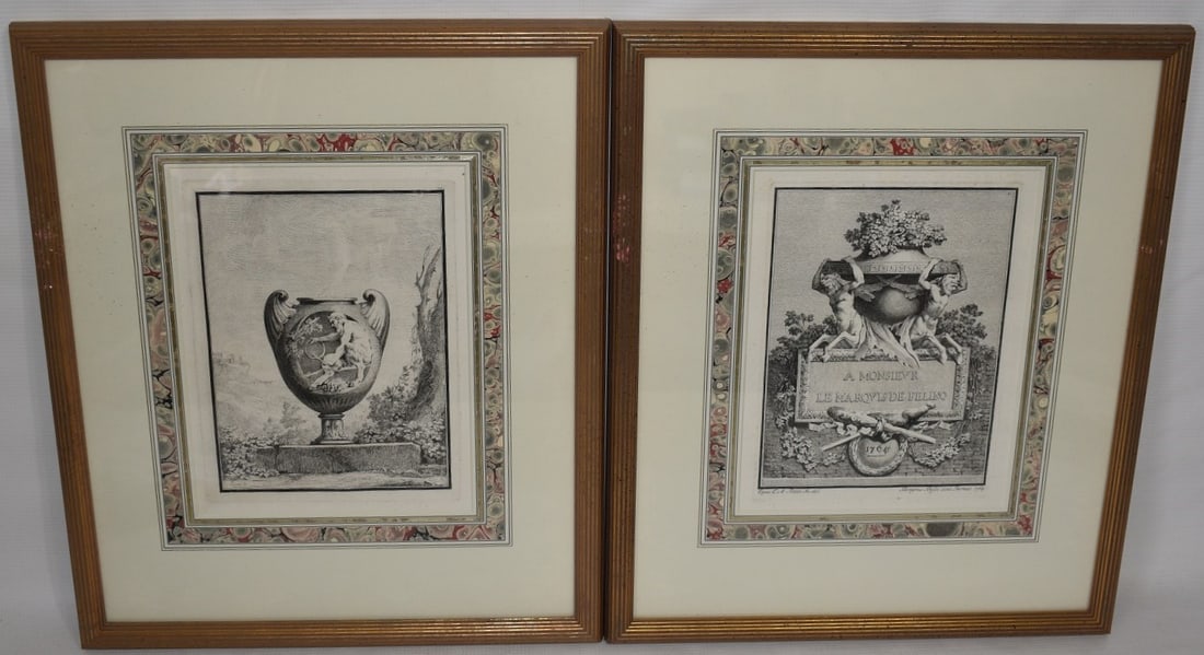 LOT (2) ENGRAVINGS URNS/VASES SIGNED BENIGNO BOSSI (1 of 19)