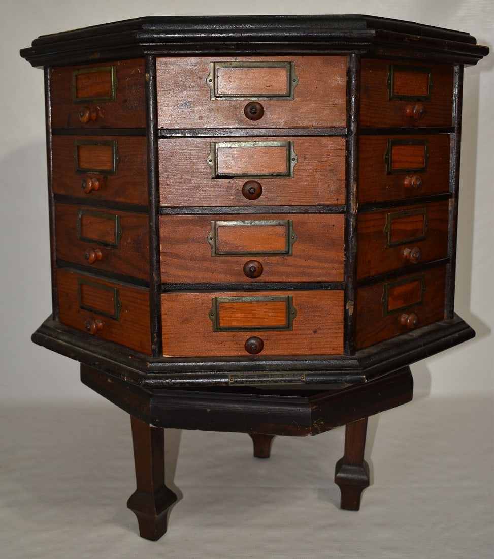FINE MULTI DRAWER CHESTNUT HARDWARE CABINET, 19/20TH C. (1 of 8)