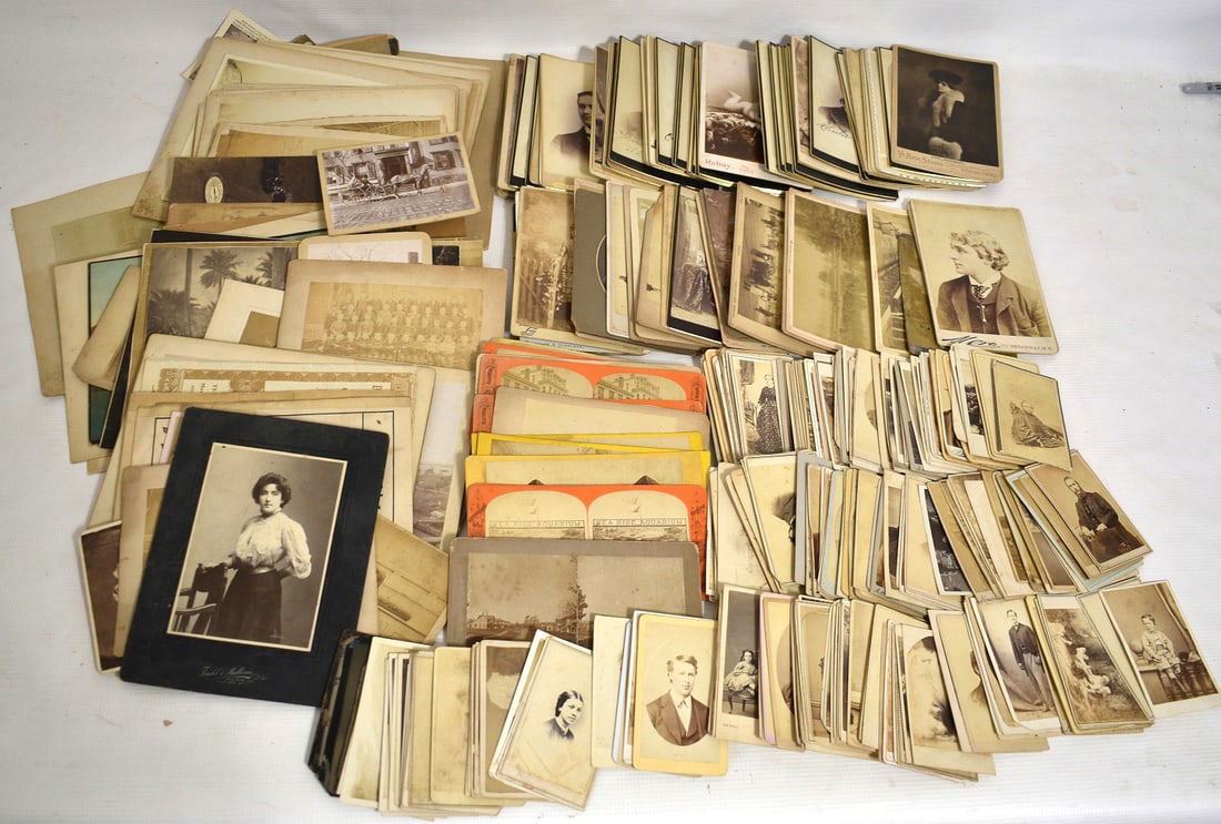 LARGE LOT ASSORTED CABINET, CDV & STEREOPTIC CARDS (1 of 11)