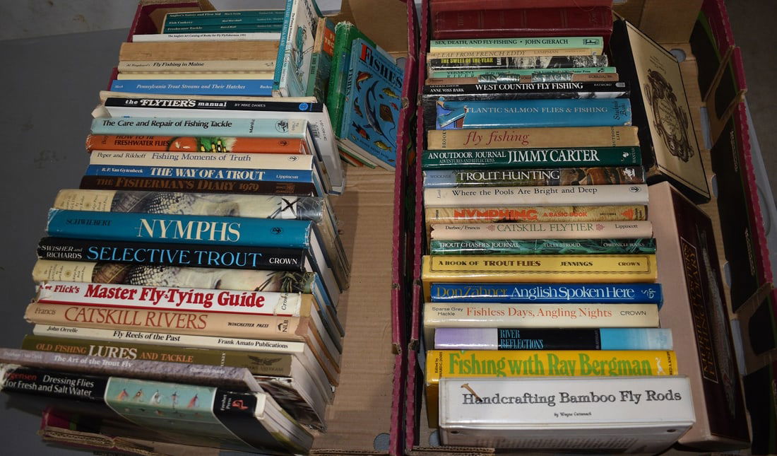 LOT (2) BOXES ASSORTED FISHING BOOKS (1 of 9)