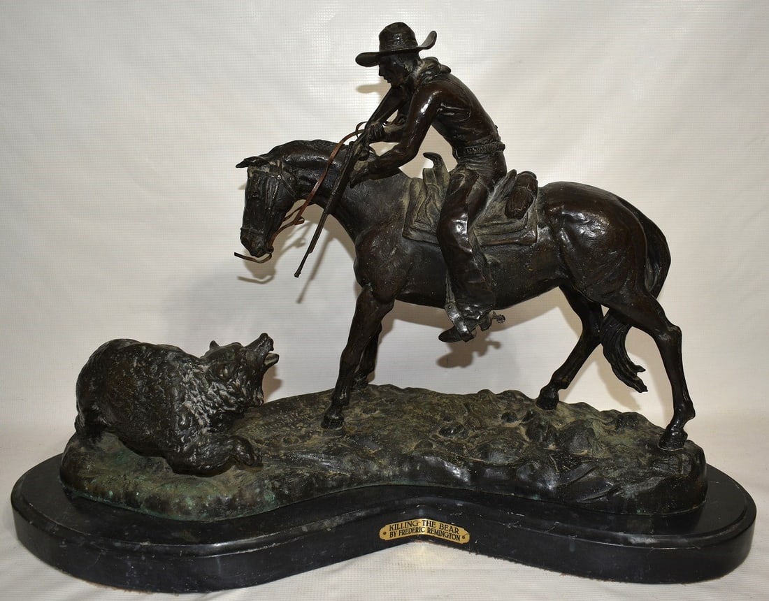BRONZE "KILLING THE BEAR" AFTER FREDERIC S. REMINGTON (1 of 14)