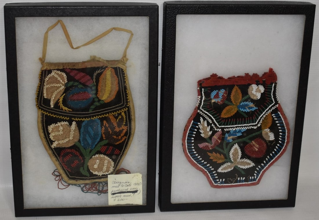 LOT (2) AMERICAN INDIAN PRECIOUS PURSES, 19TH C., CASED (1 of 6)