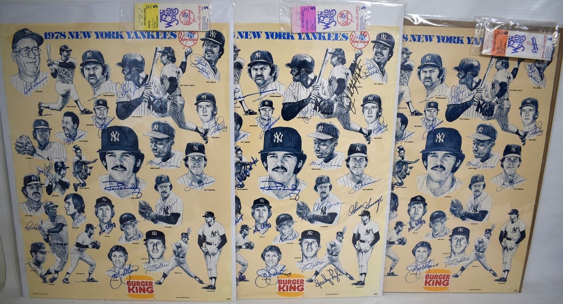 (3) 1978 YANKEE AUTOGRAPHED POSTERS FROM OLD TIMERS DAY (1 of 20)