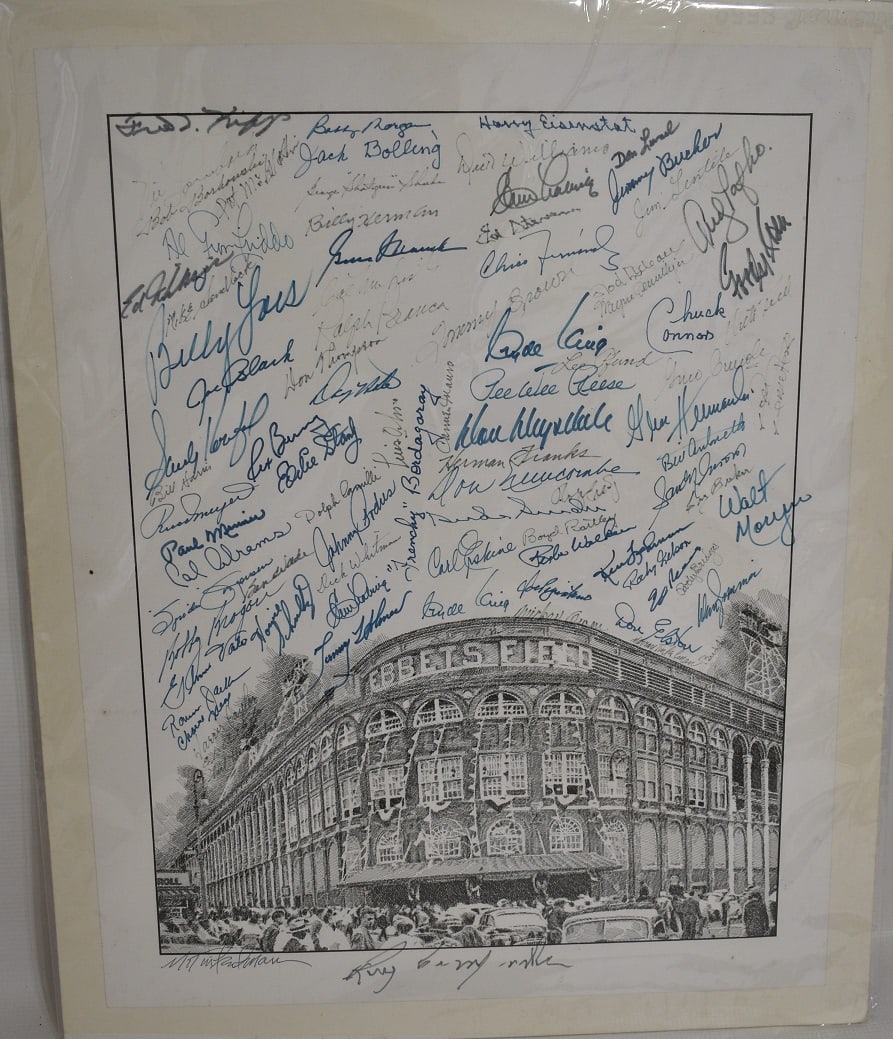 BROOKLYN DODGERS AUTOGRAPHED EBBETS FIELD POSTER (1 of 11)
