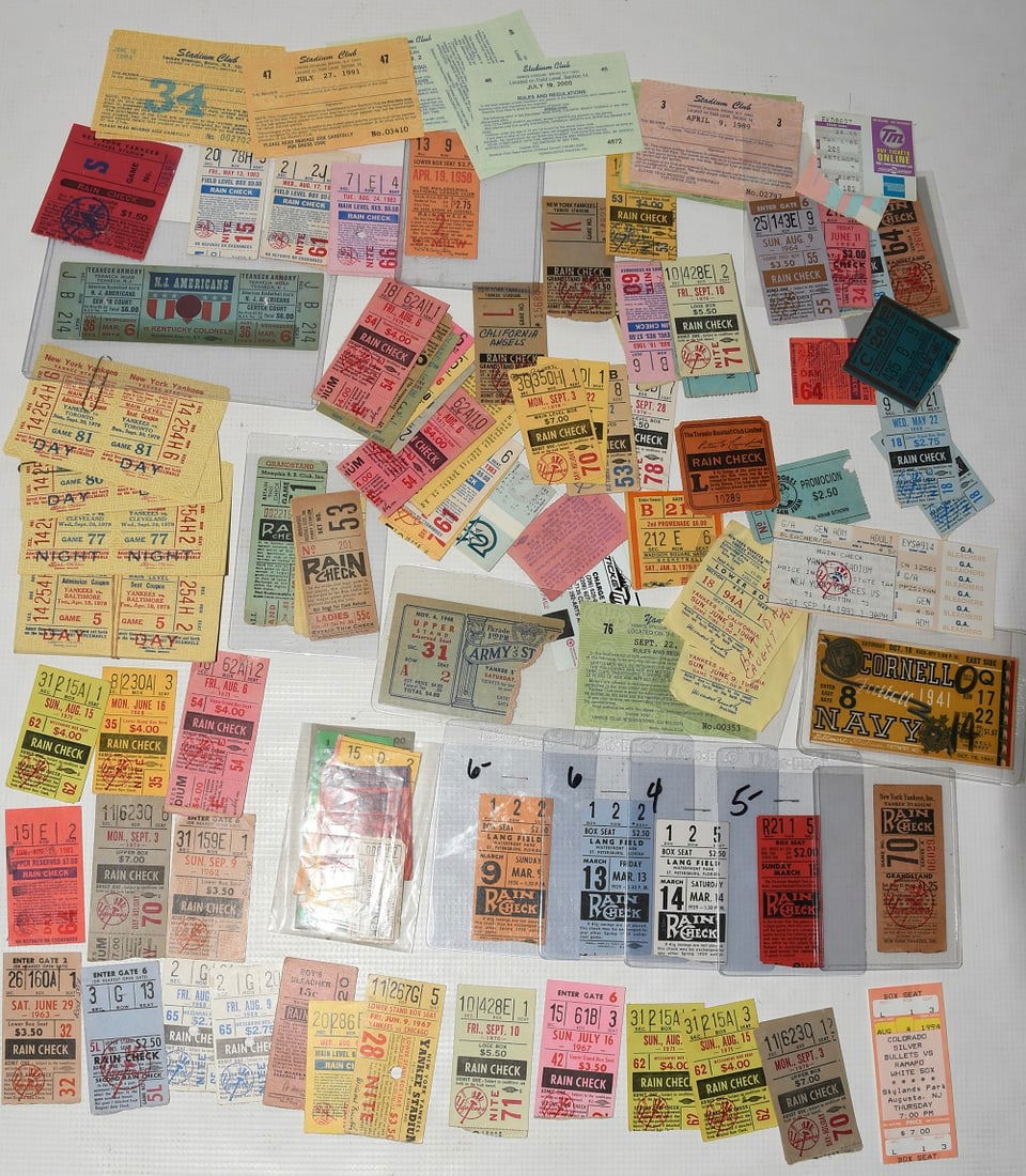 ASST. BASEBALL TICKET STUBS INCL. YANKEE STADIUM CLUB (1 of 10)