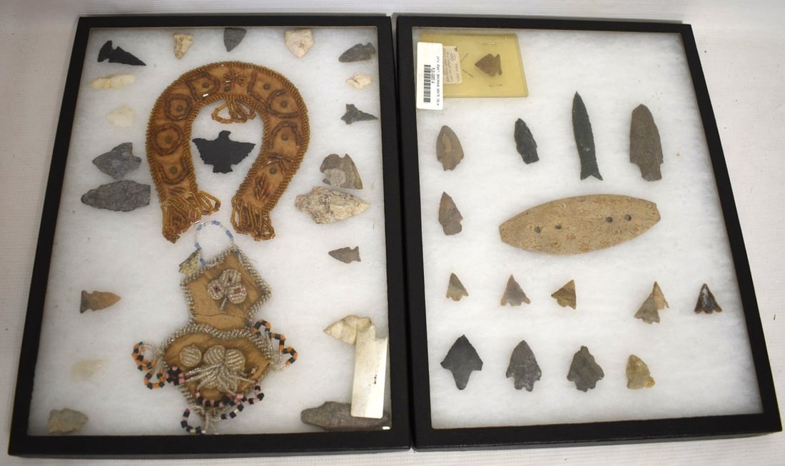 LOT (2) TRAYS AMERICAN INDIAN QUARTZ/FLINT ARROWHEADS (1 of 7)