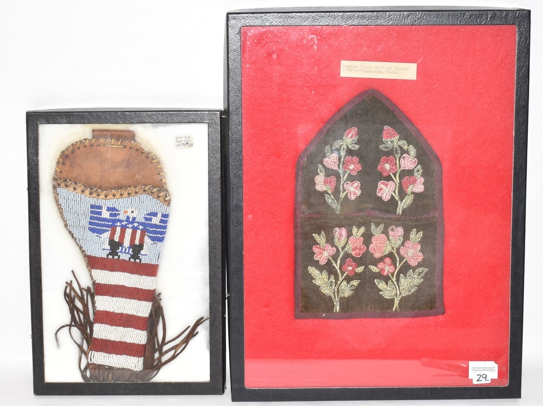 2 AM. INDIAN BEADED DEERSKIN HOLSTER, PORCUPINE QUILL (1 of 8)