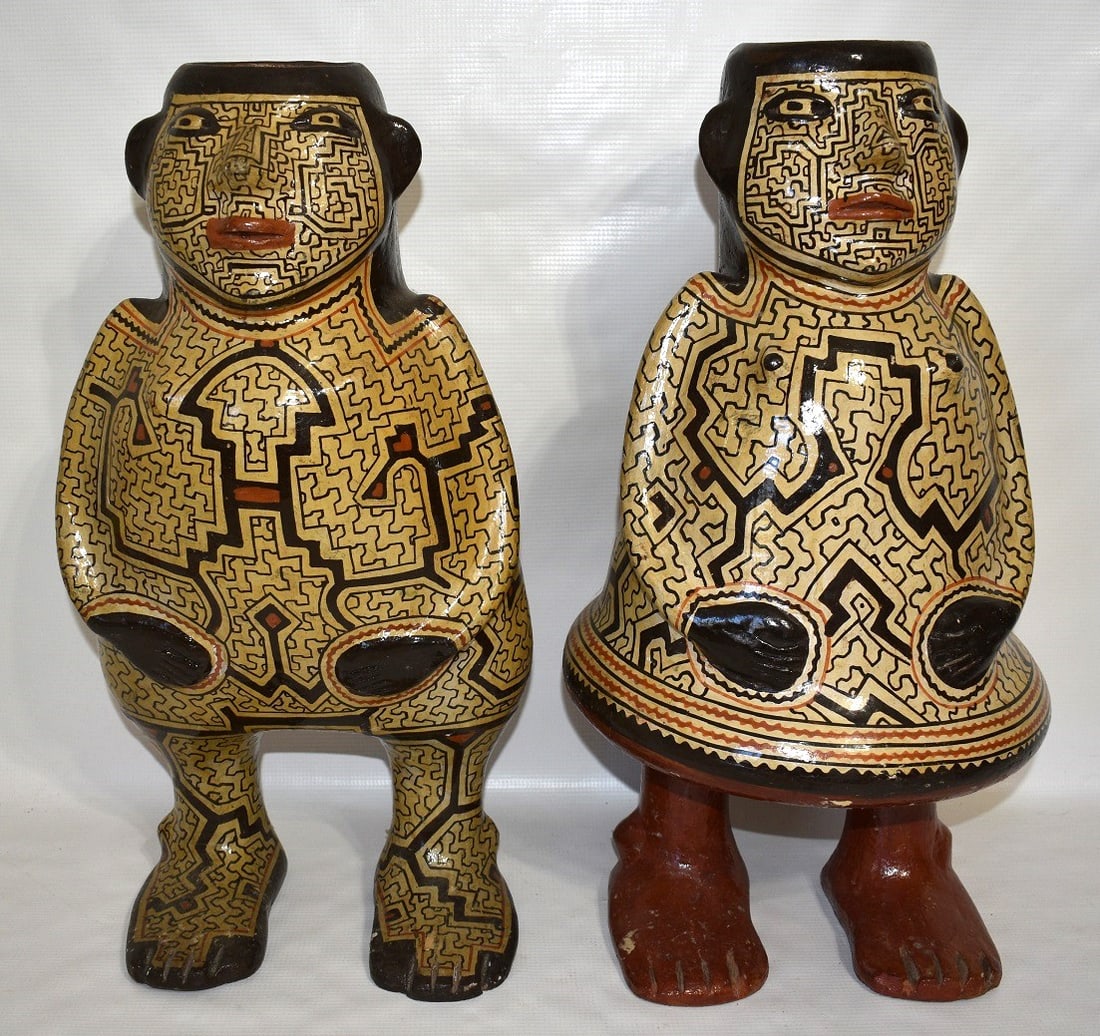 LOT (2) PERUVIAN PAINTED RED CLAY VASES, 19/20TH C. (1 of 20)