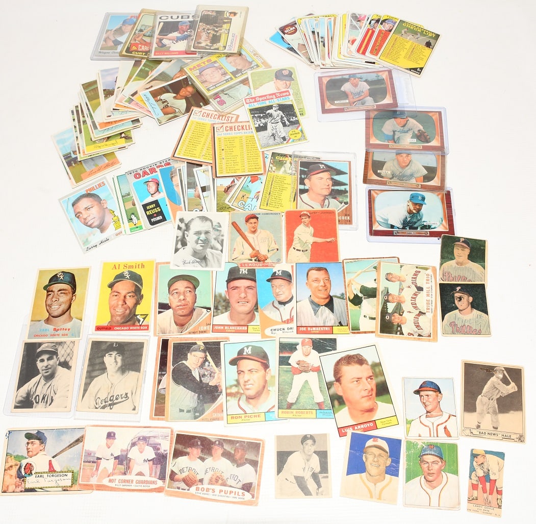LOT ASST. VINT. BASEBALL CARDS INCL. CARL FURILLO, ETC: LOT ASSORTED VINTAGE BASEBALL CARDS INCL. CARL FURILLO, MICKEY VERNON, WHITEY LOCKMAN, JOHN BRIGGS, ETC.