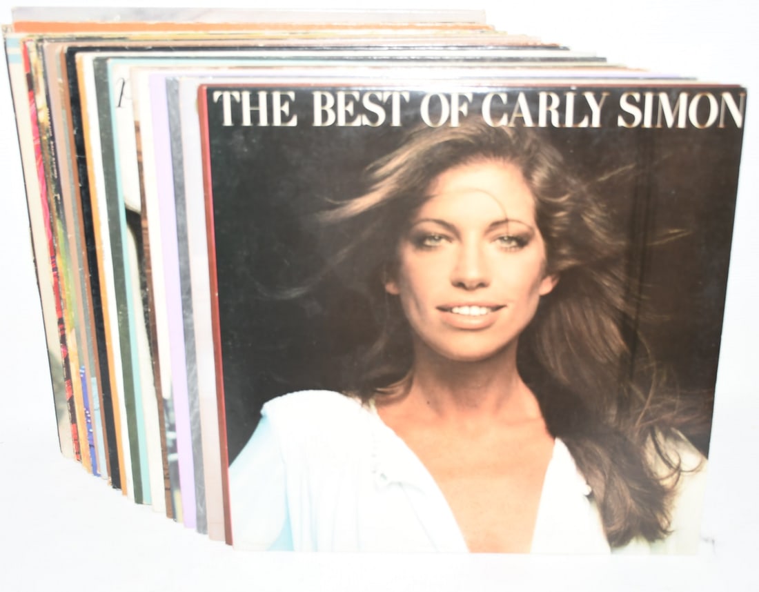30 VINT. FOLK, SOFT ROCK & BLUES INCL. CARLY SIMON: LOT (30) VINTAGE FOLK, SOFT ROCK & BLUES INCL. CARLY SIMON, JIM CROCE, MAC DAVIS, DICKEY BETTS, ARLO & WOODY GUTHRIE