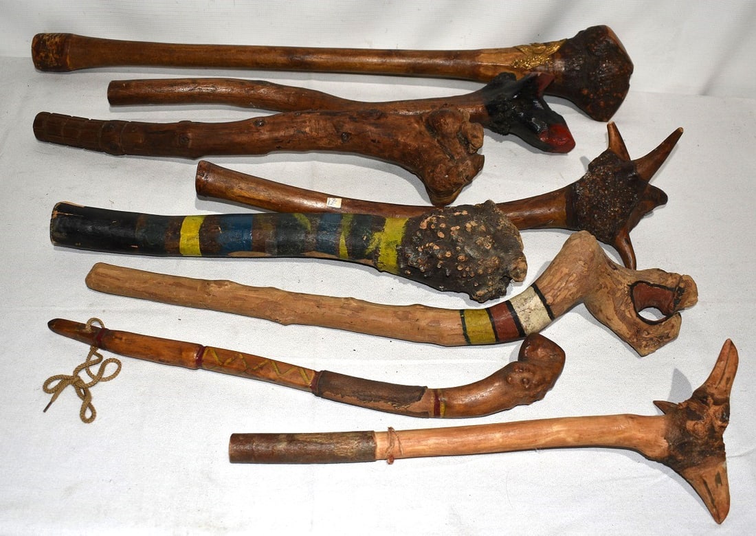 LOT (8) AMERICAN INDIAN ROOT WAR CLUBS, 19/20TH C. (1 of 10)