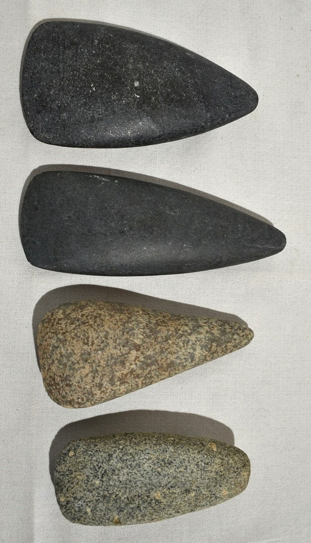 LOT (4) AMERICAN INDIAN CARVED SLATE/GRANITE CELTS (1 of 6)