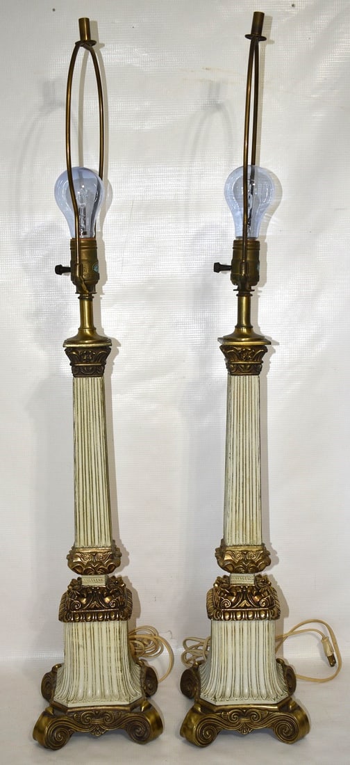 PAIR FRENCH STYLE DECORATOR TABLE LAMPS, C. 1960 (1 of 5)