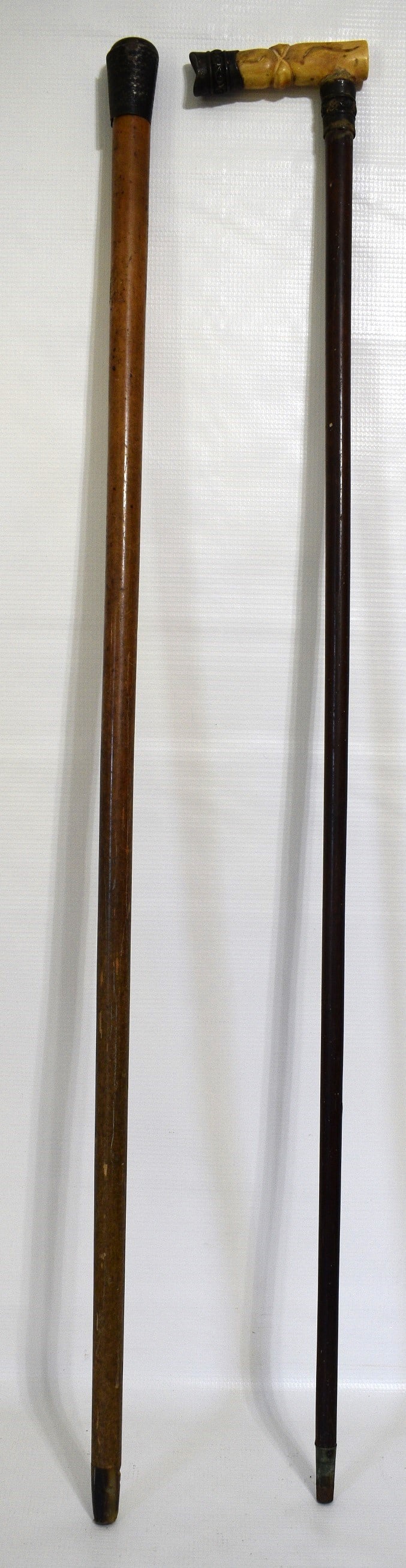 LOT (2) VINTAGE WALKING STICKS/CANES, 19TH C., L. 35": LOT (2) VINTAGE WALKING STICKS/CANES, 19TH C., L. 35"