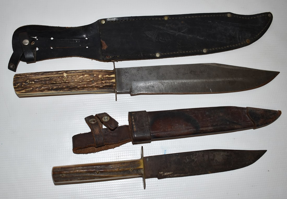 LOT (2) VINTAGE BOWIE KNIVES, 20TH C., L. LARGEST 16": LOT (2) VINTAGE BOWIE KNIVES, 20TH C., L. LARGEST 16"