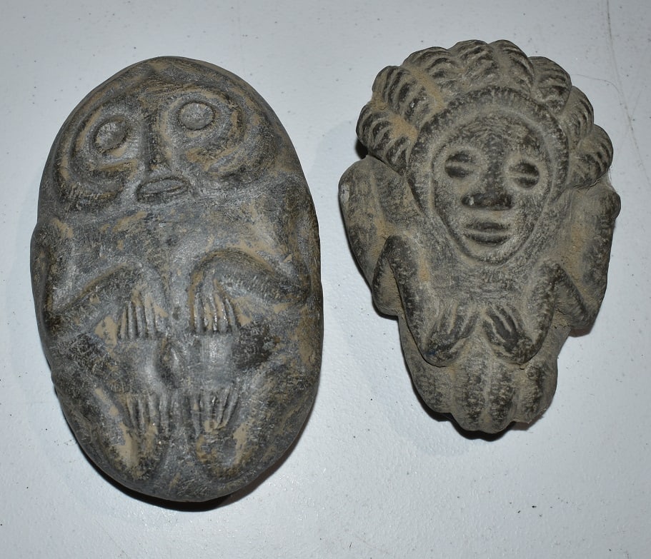LOT (2) MEXICAN CARVED STONE FIGURES (1 of 6)
