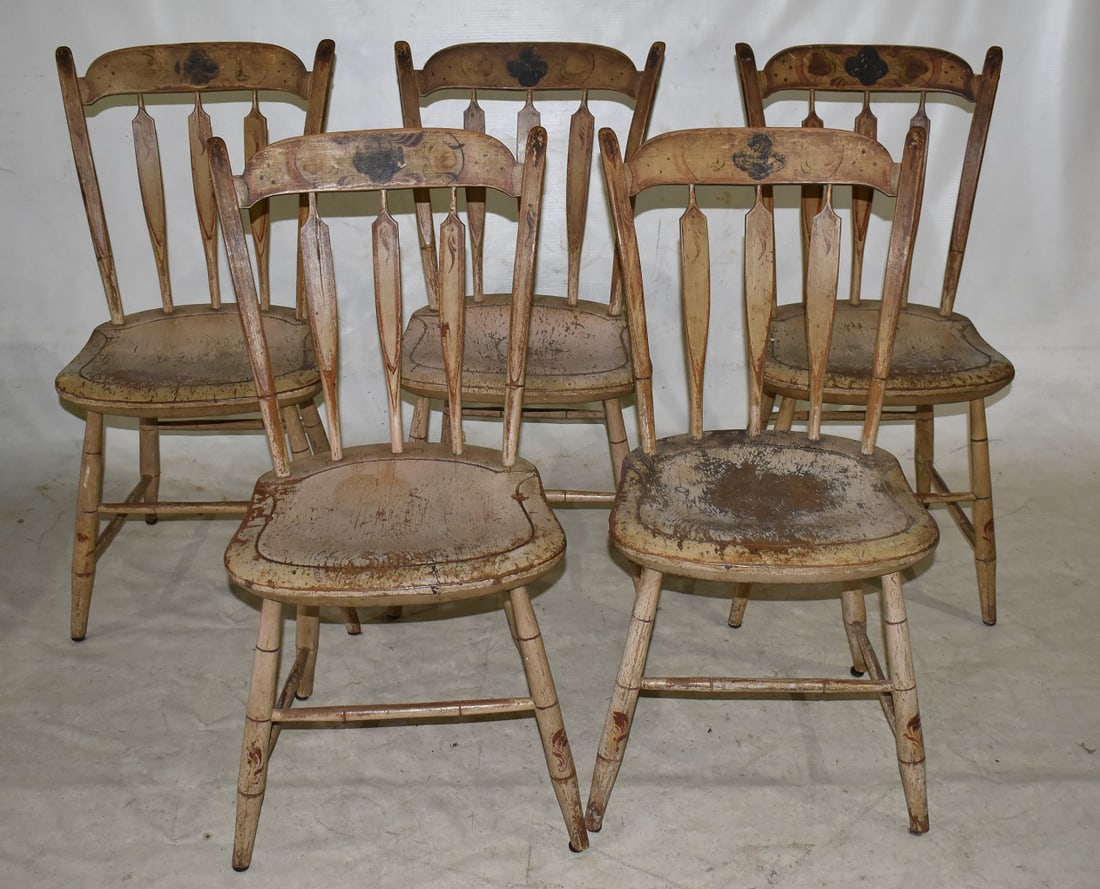 SET (5) SHERATON PAINTED PINE ARROW BACK DINING CHAIRS (1 of 6)