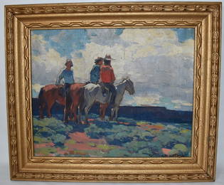 O/C HORSEBACK RIDERS SIGNED EDGAR PAYNE (1883-1947)