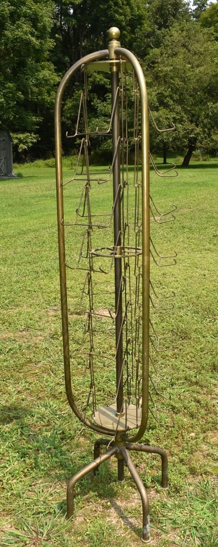 EARLY BRASS ROTATING PLATE DISPLAY, 19TH C. (1 of 3)