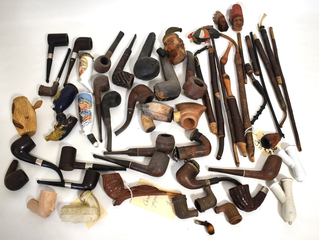 LARGE LOT ASSORTED SMOKING PIPES INCL. FIGURAL (1 of 12)