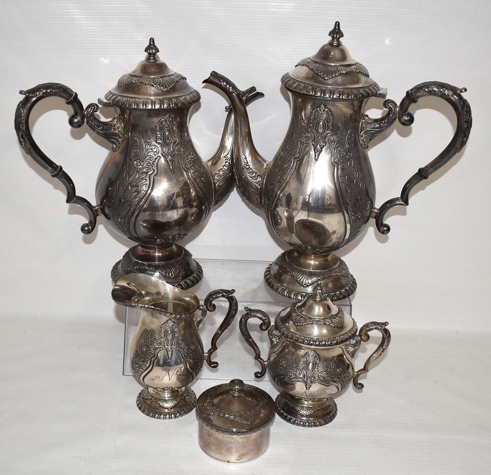 5 HIRATA SERVICE (950 STERLING) INCL. COFFEE/TEA POTS + (1 of 17)