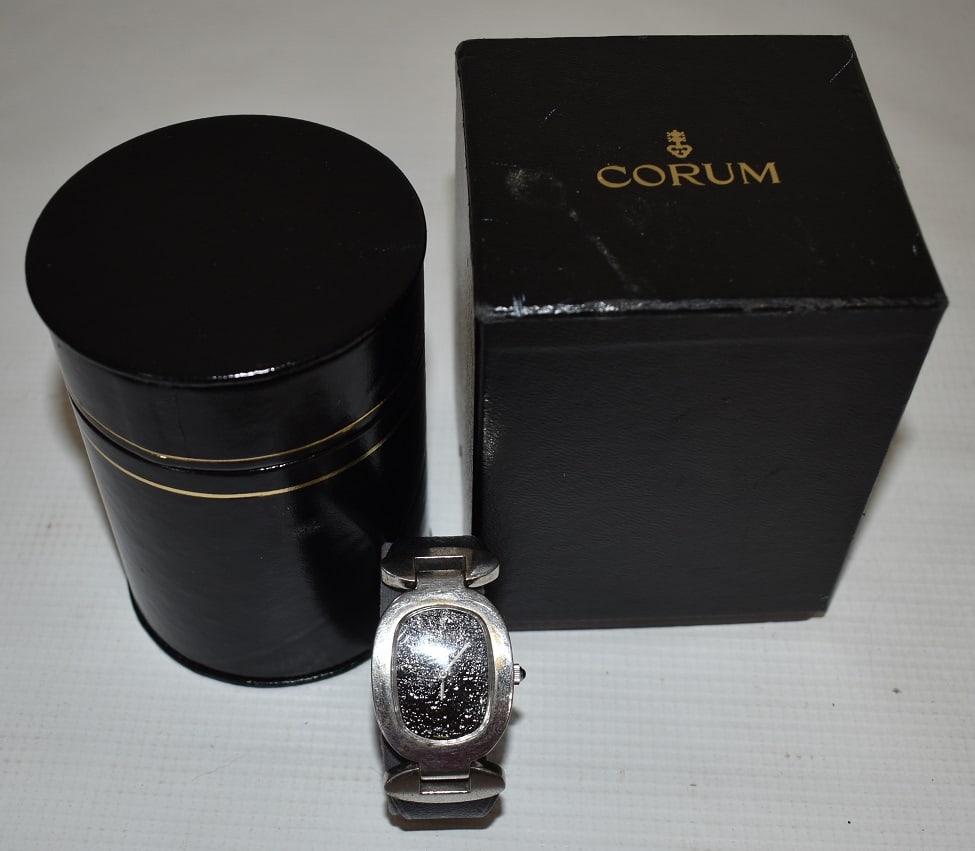 RARE CORUM STERLING CUFF WATCH SAPPHIRE STEM (1 of 7)