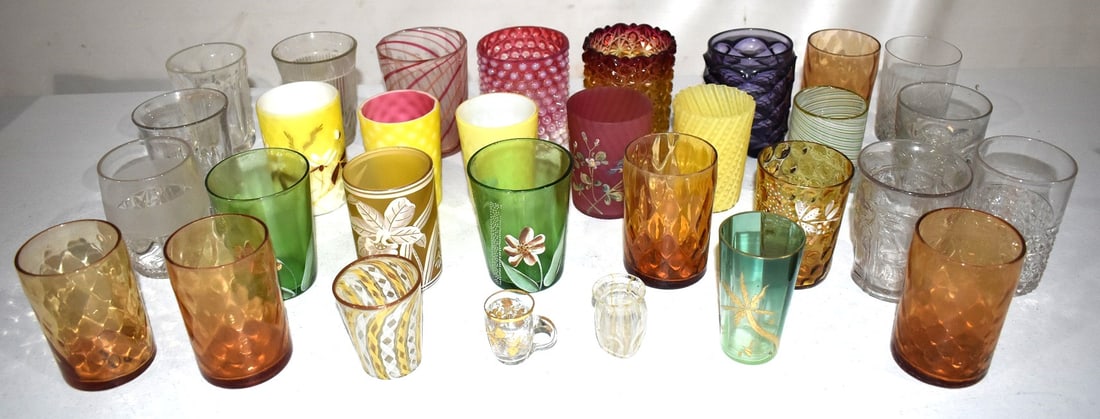 LOT ASSORTED VICTORIAN ART GLASS TUMBLERS, 19TH C. (1 of 9)