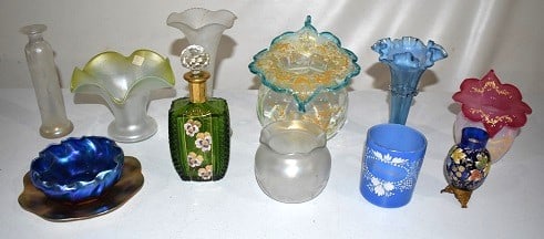 ASST. VICTORIAN ART GLASS INCL. TIFFANY, ENAMELED, ETC. (1 of 16)