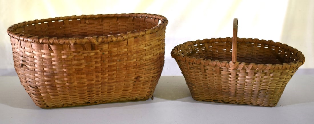 LOT (2) EARLY VINTAGE BASKETS (LARGE), 19/20TH C. (1 of 9)