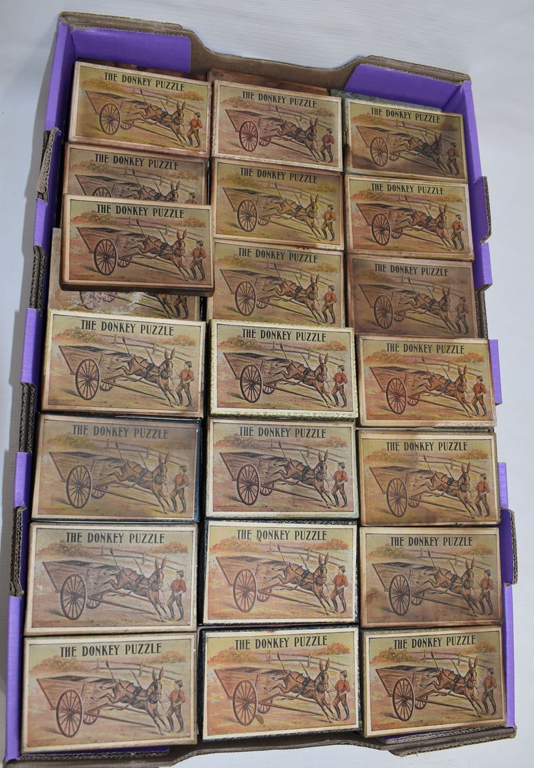 LOT APPROX. (166) ANTIQUE DONKEY PUZZLES, 19/20TH C. (1 of 5)