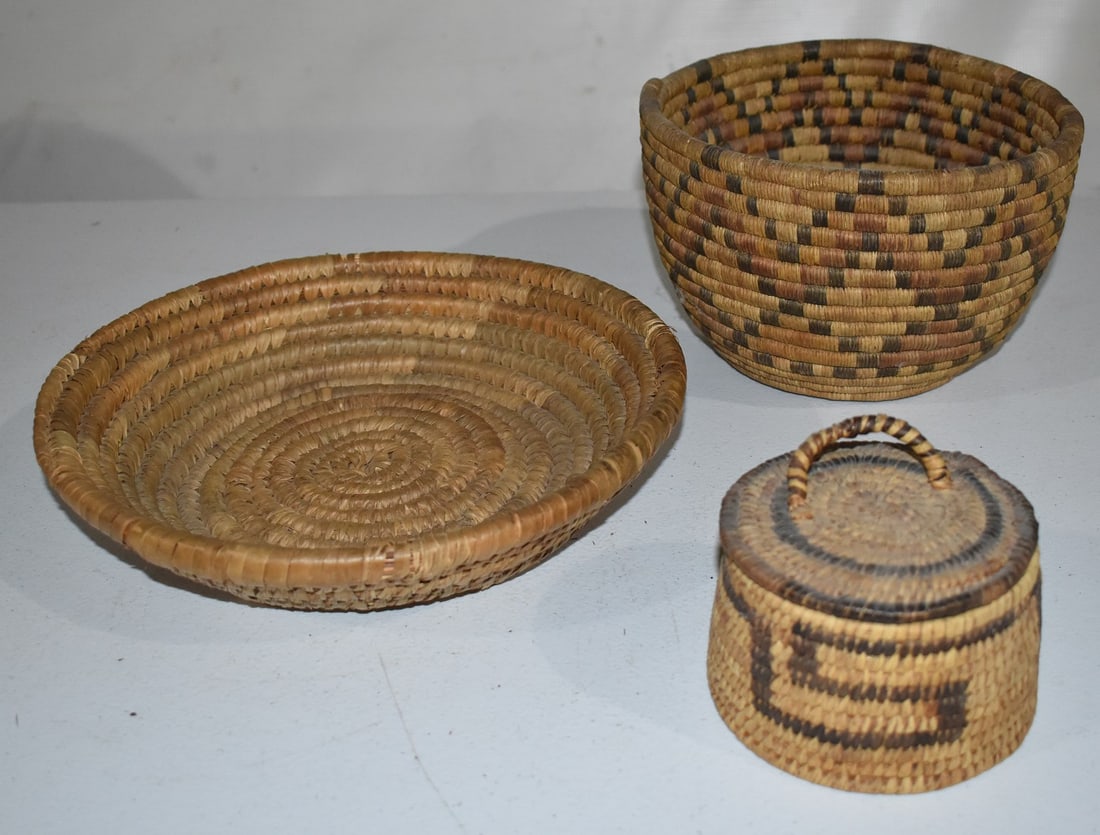 (3) SOUTHWEST AMERICAN INDIAN COIL BASKETS, 19/20TH C. (1 of 6)