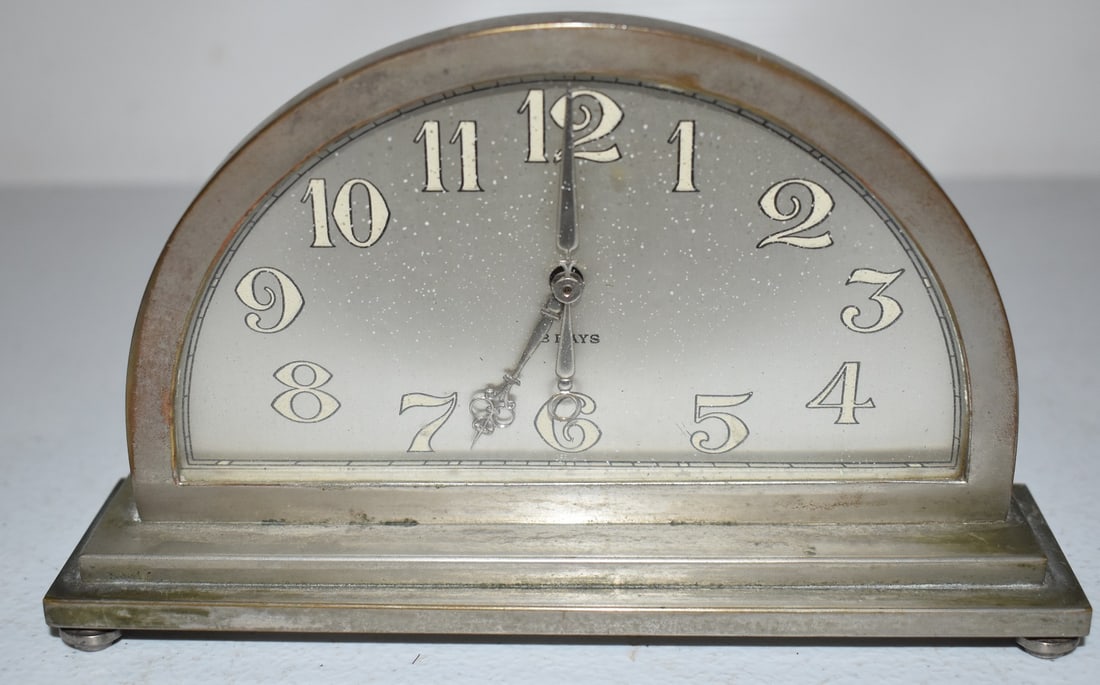 ART DECO RADIUM DIAL DESK CLOCK, C. 1920, H. 4" W. 7" (1 of 6)
