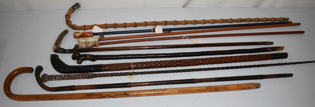 LOT ASSORTED WALKING STICKS, LONGEST L. 37" (1 of 10)