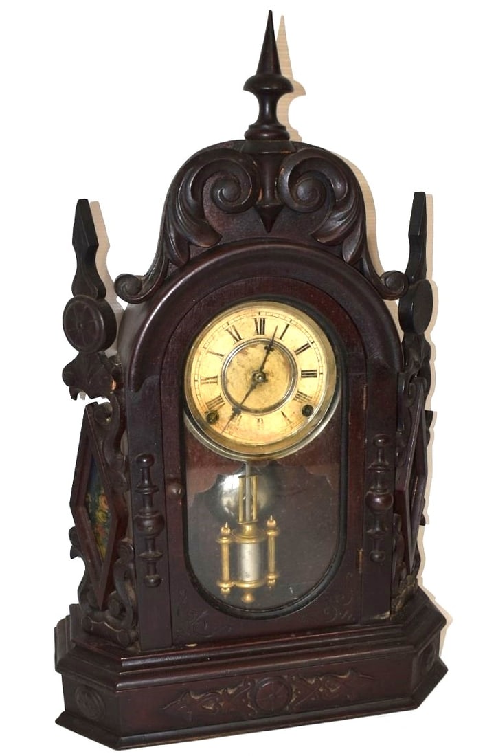 VICTORIAN WALNUT SHELF CLOCK (GILBERT CLOCK CO.) (1 of 9)