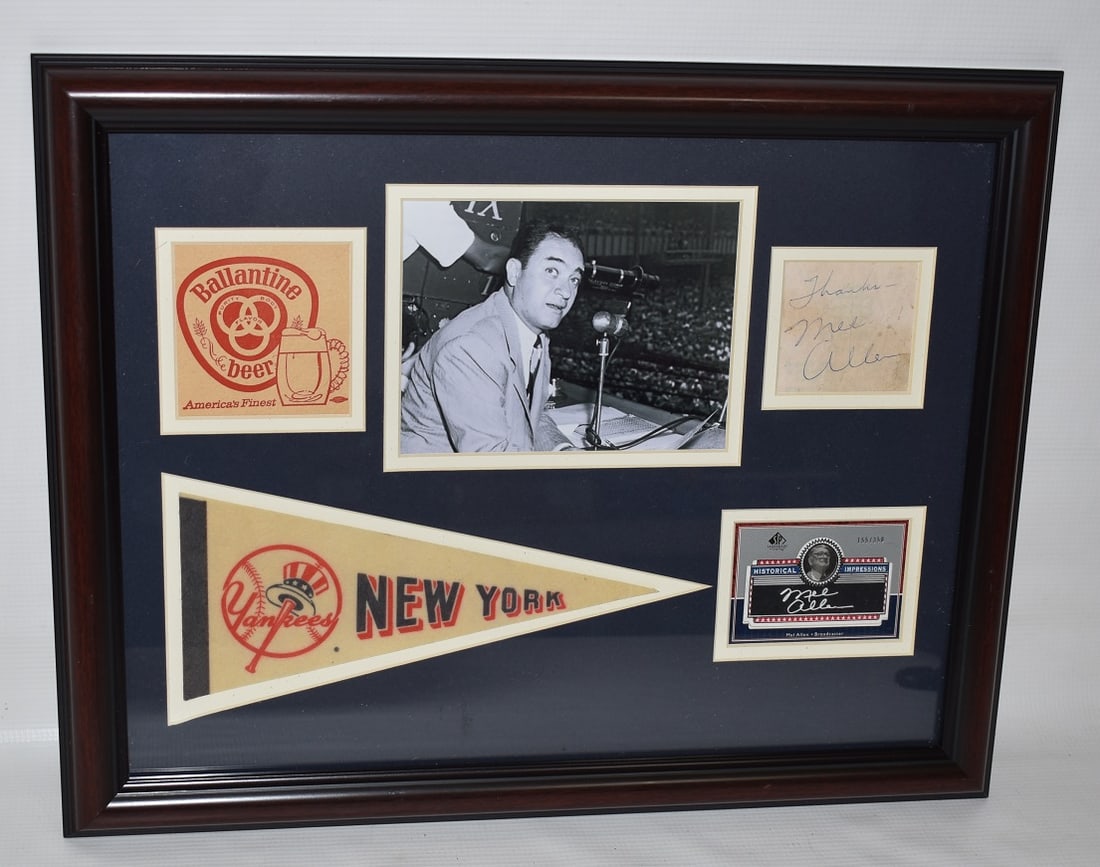 MEL ALLEN FRAMED DISPLAY W/AUTOGRAPH/PHOTO, C. 1970/80 (1 of 7)
