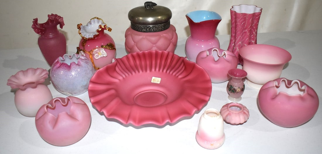 LG. LOT ASST. VICT. ART GLASS INCL. CRANBERRY/SATIN ETC (1 of 7)