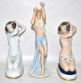 LOT (3) ROSENTHAL PORCELAIN NUDE FIGURINES, 20TH C.