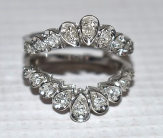 ART DECO 14KT WHITE GOLD/DIAMOND ENHANCER RING, C. 1950