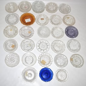LOT (36) ASSORTED SANDWICH GLASS CUP PLATES, 19TH C.