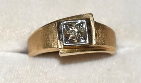 DECO 14KT YELLOW GOLD/DIAMOND DRESS RING, SIZE 10 1/2