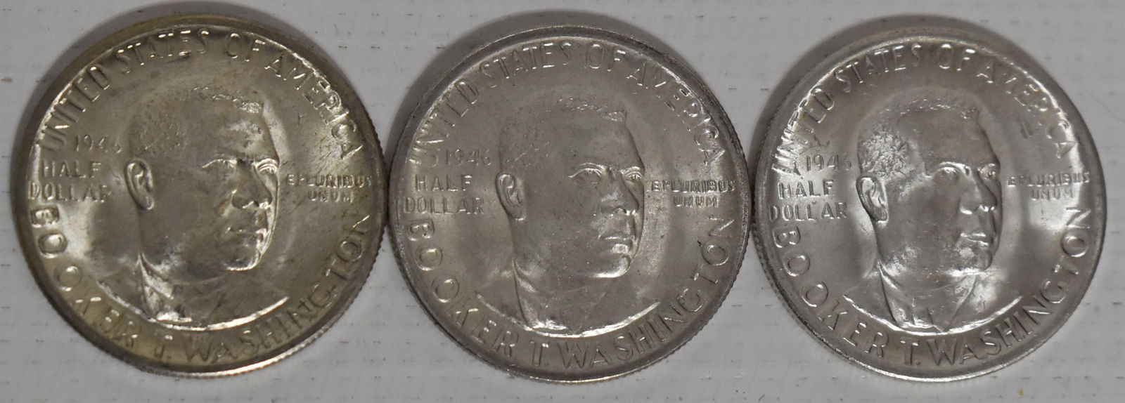3 BOOKER T. WASHINGTON COMMEMORATIVE SILVER 1/2 DOLLARS (1 of 7)