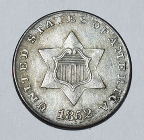 1852 U.S. THREE CENT SILVER COIN
