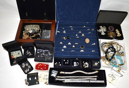 LARGE LOT ASSORTED COSTUME JEWELRY INCL. STERLING