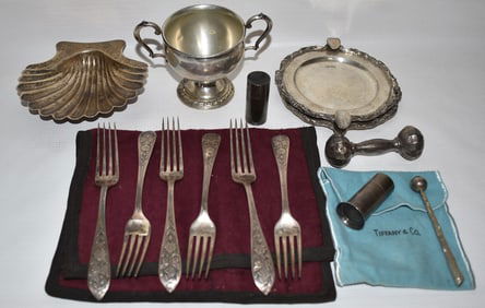 LOT ASST. STERLING ASH TRAYS, SCENTS, ETC., W. 27.4 OZ