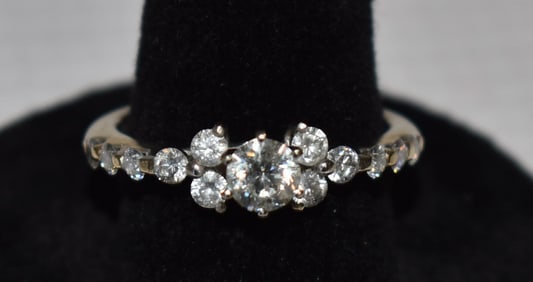 ART DECO 14KT WHITE GOLD/DIAMOND ENGAGEMENT RING