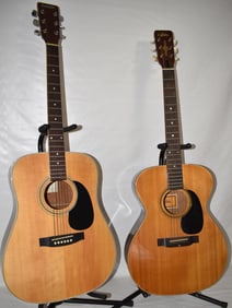 2 VINTAGE ACOUSTIC GUITARS, AUSTIN AU506, ARIA H-FA622