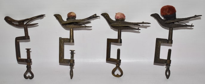 LOT (4) ASSORTED VICTORIAN SEWING BIRDS, 19TH C.