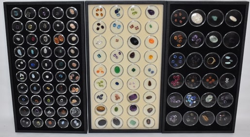 (3) DISPLAY CASES W/ASSORTED SEMI-PRECIOUS GEM STONES