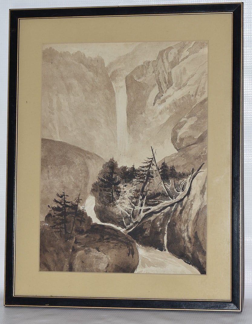 W/C WATERFALL LANDSCAPE SIGNED FRANCES COATES JONES (1 of 5)