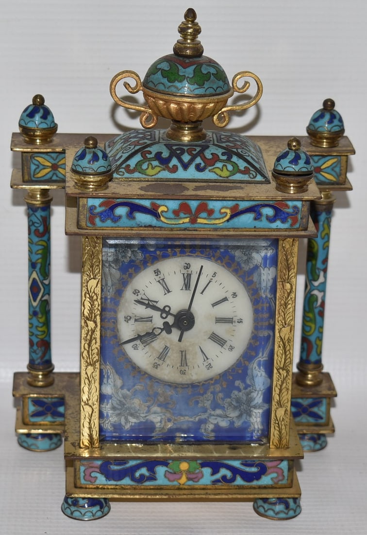 FRENCH CLOISONNE H/P PORTRAIT CLOCK, 19/20TH C. (1 of 10)
